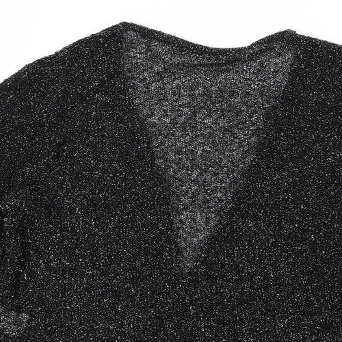 Alexara Womens Black  Knit Cardigan Jumper Size S