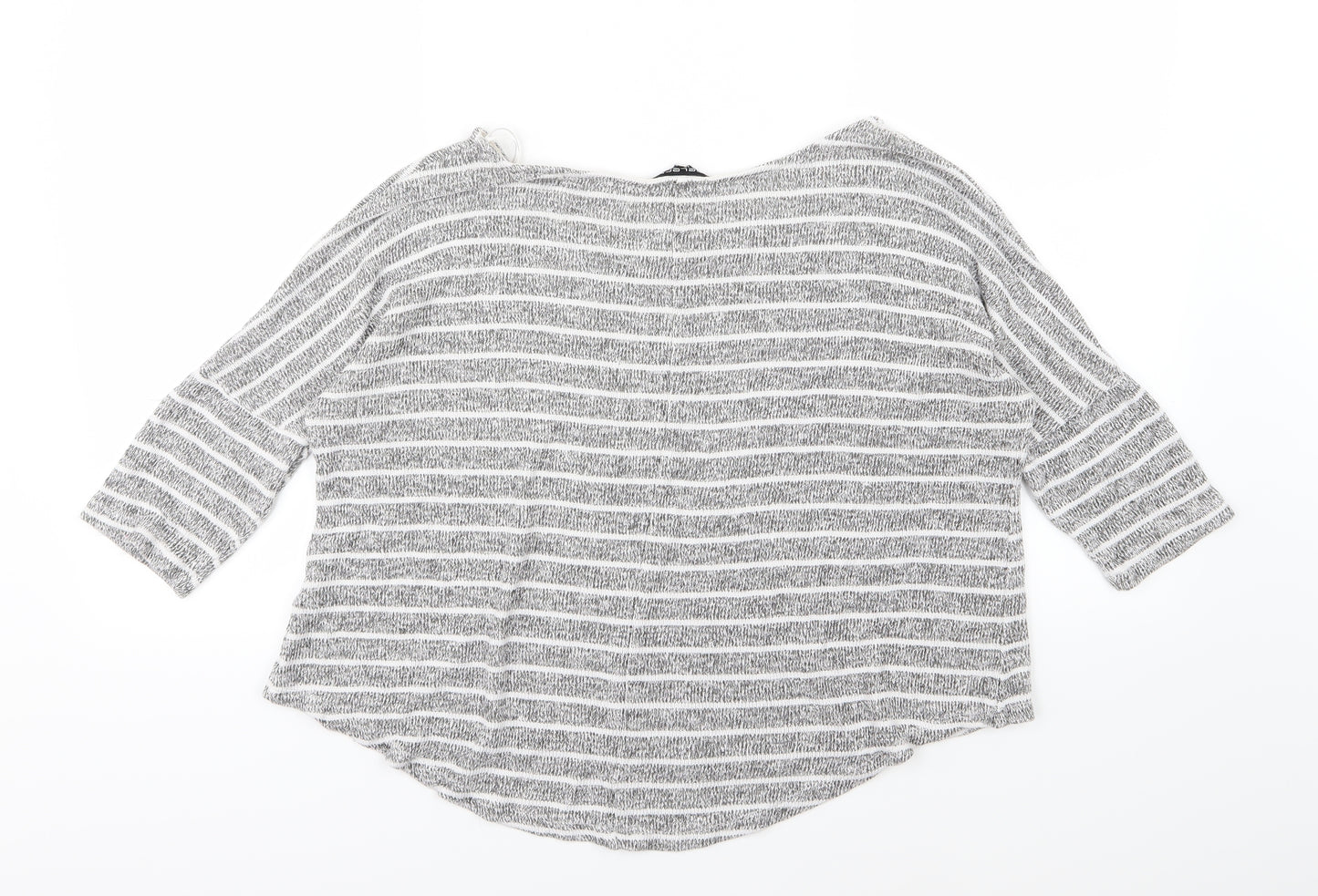 Select Womens Grey Striped Knit Pullover Jumper Size 12