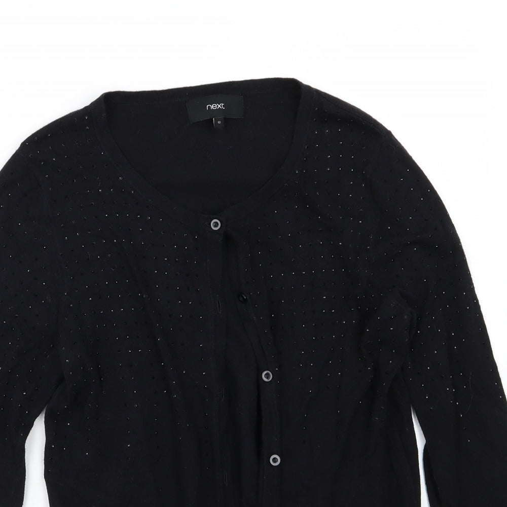 NEXT Womens Black  Knit Cardigan Jumper Size 12  - Gems
