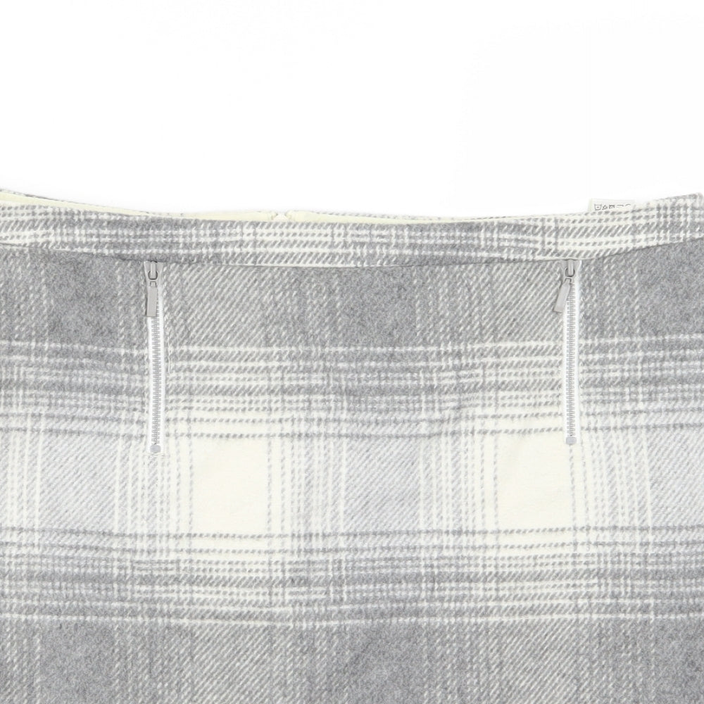 Marks and Spencer Womens Grey Striped  A-Line Skirt Size 16