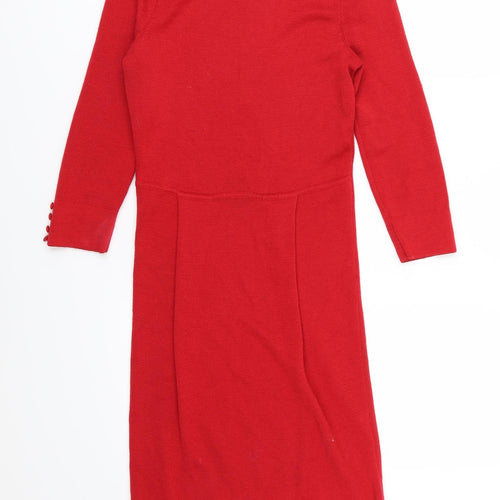 Monsoon Womens Red  Knit Jumper Dress  Size 10