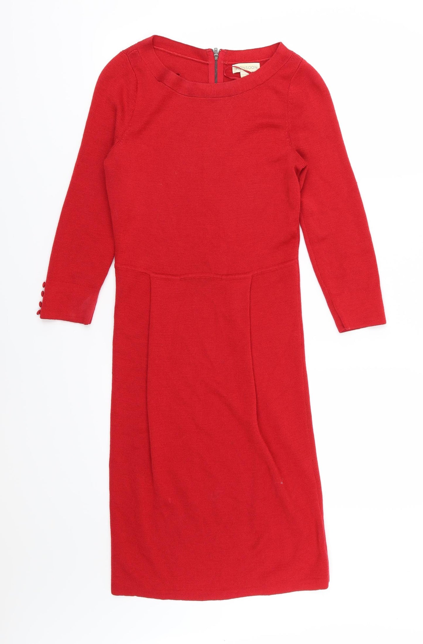 Monsoon Womens Red  Knit Jumper Dress  Size 10