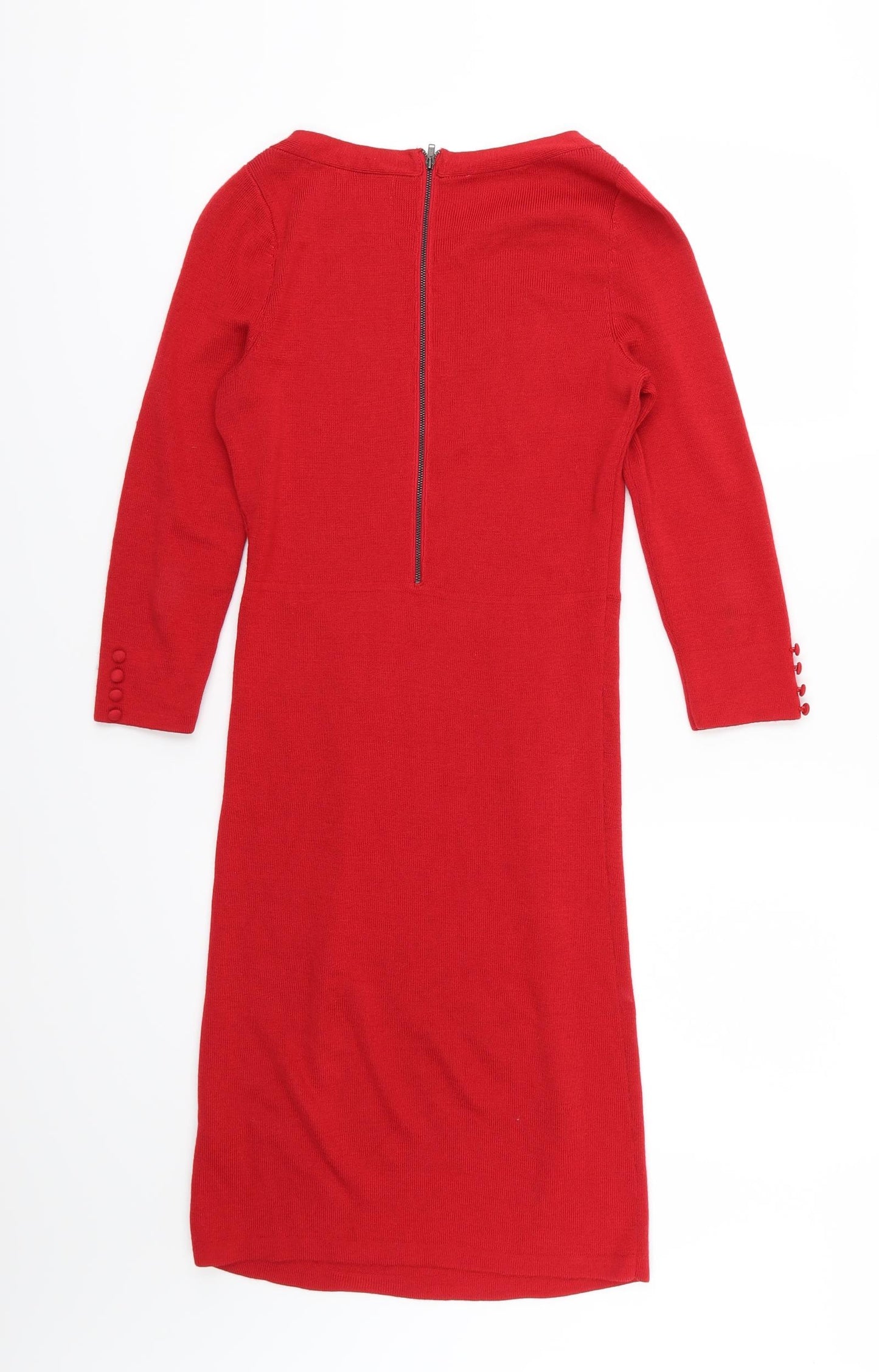 Monsoon Womens Red  Knit Jumper Dress  Size 10