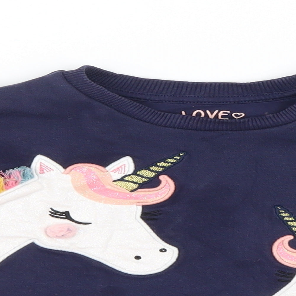 F&F Girls Blue   Pullover Jumper Size 12-18 Months  - Unicorn