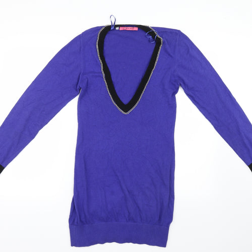 Pink Soda Womens Blue  Knit Pullover Jumper Size 10