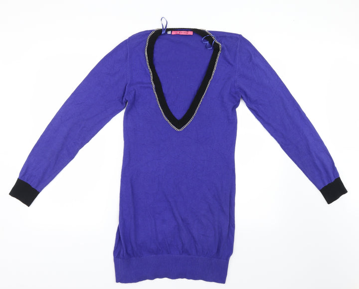 Pink Soda Womens Blue Knit Pullover Jumper Size 10
