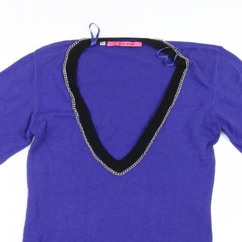 Pink Soda Womens Blue  Knit Pullover Jumper Size 10