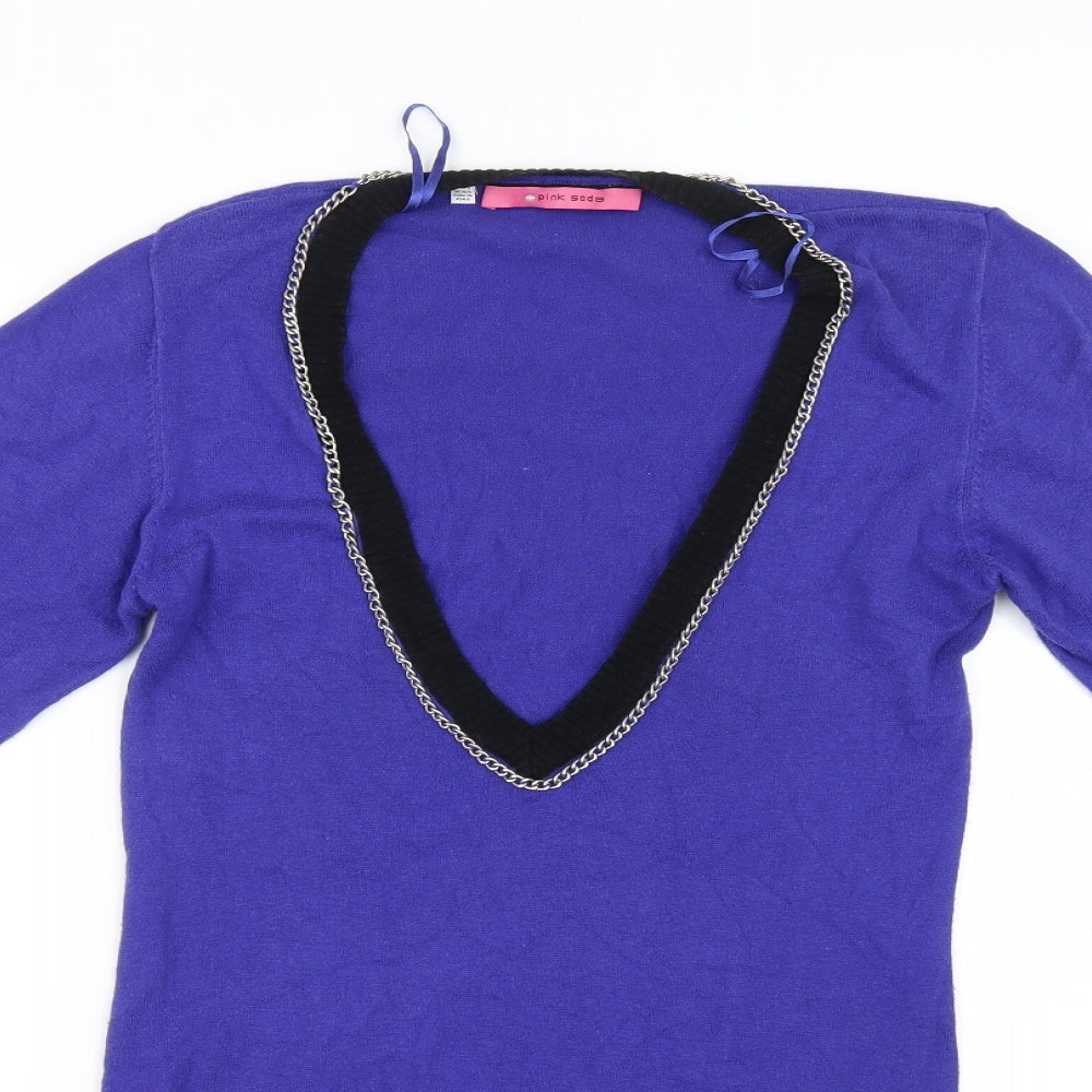 Pink Soda Womens Blue  Knit Pullover Jumper Size 10