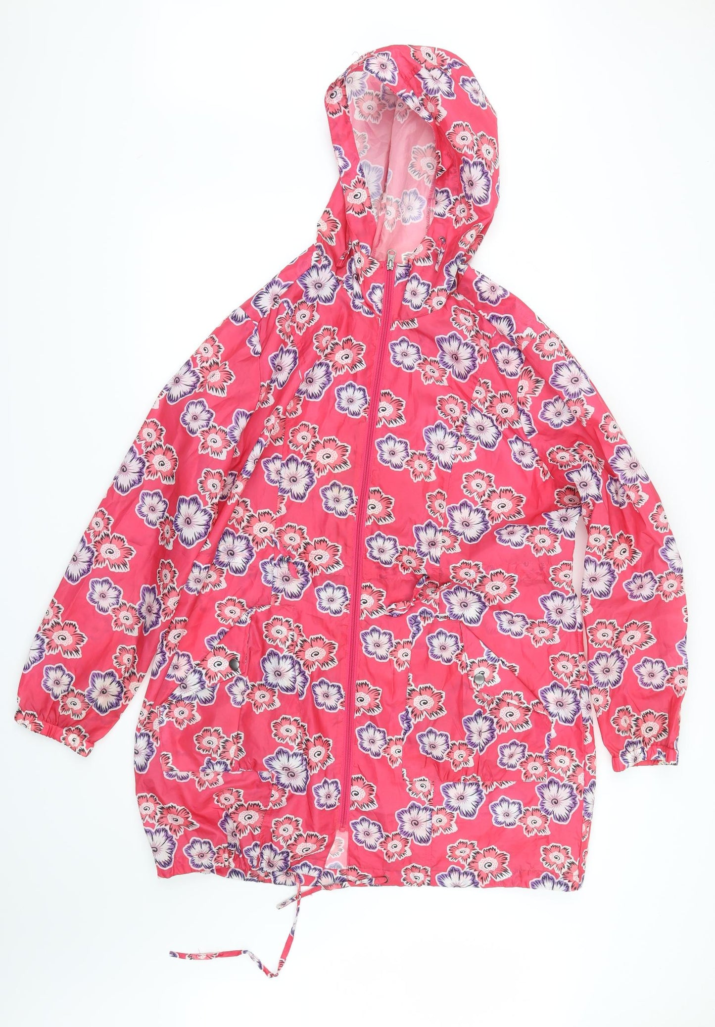 B. You Womens Pink Floral  Rain Coat Coat Size 18