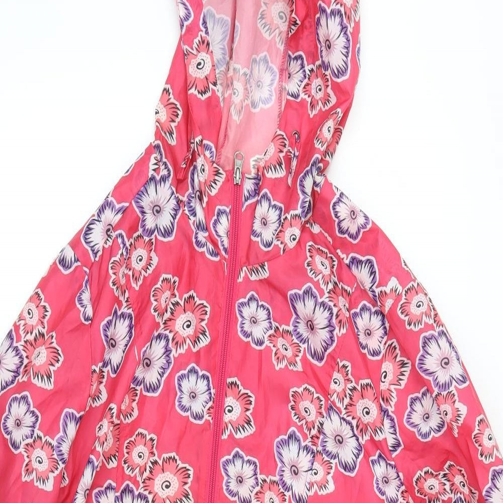 B. You Womens Pink Floral  Rain Coat Coat Size 18