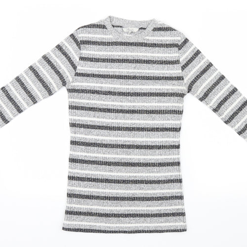 Peacocks Womens Grey Striped  Pullover Jumper Size 10
