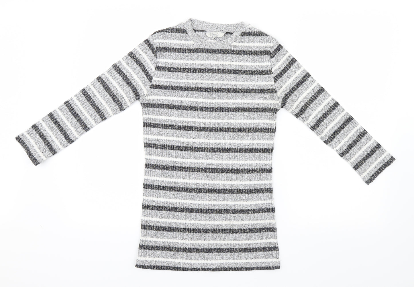 Peacocks Womens Grey Striped  Pullover Jumper Size 10