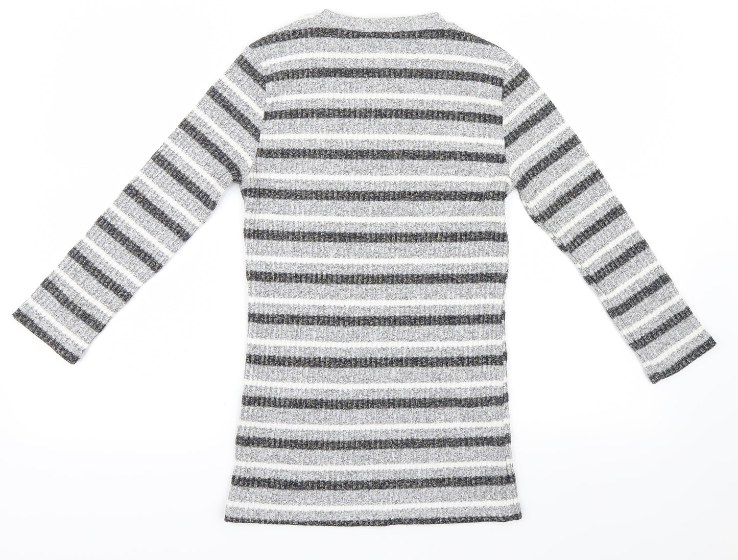 Peacocks Womens Grey Striped  Pullover Jumper Size 10