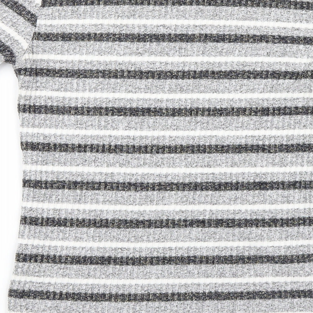Peacocks Womens Grey Striped  Pullover Jumper Size 10