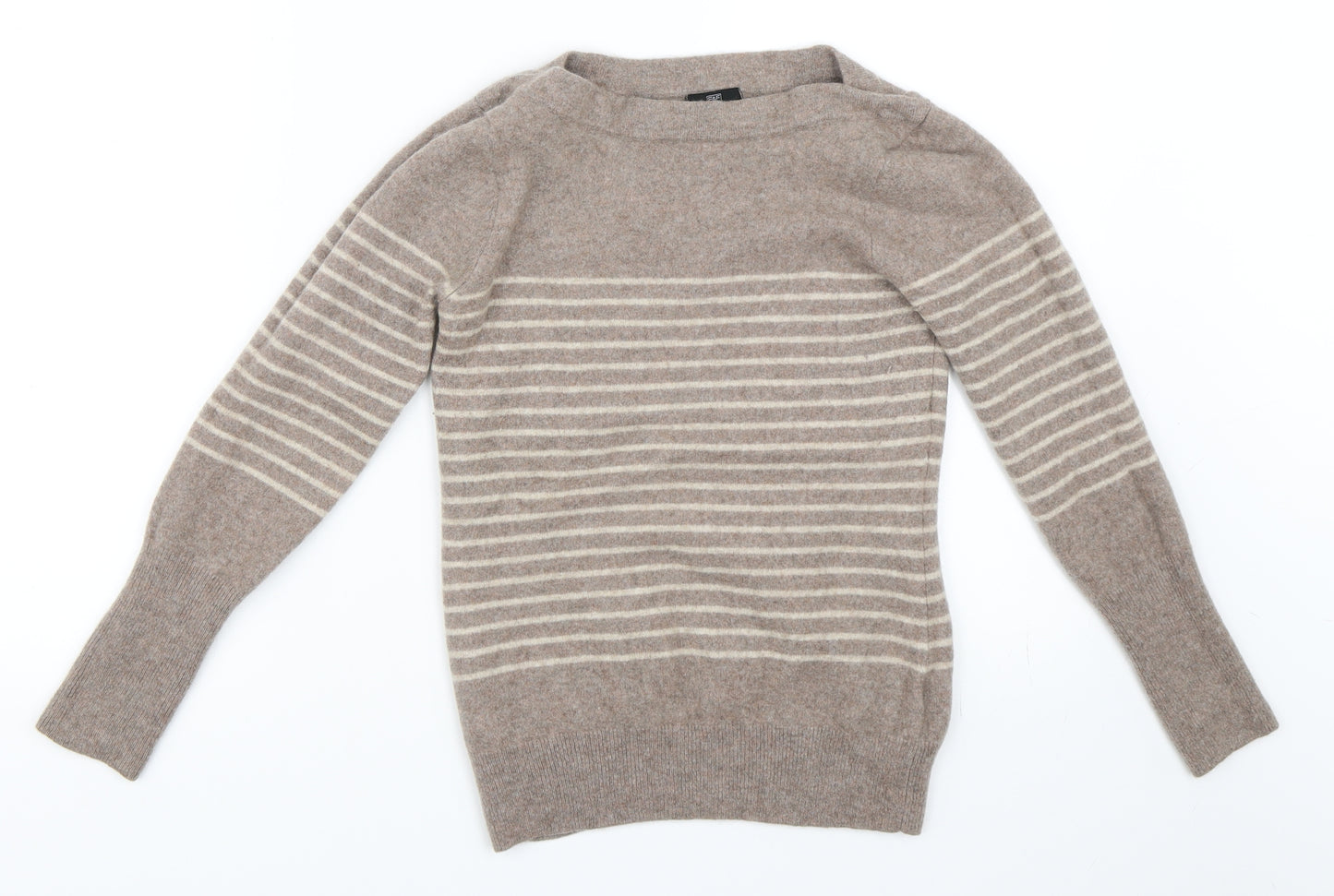 F&F Womens Beige Striped  Pullover Jumper Size 12