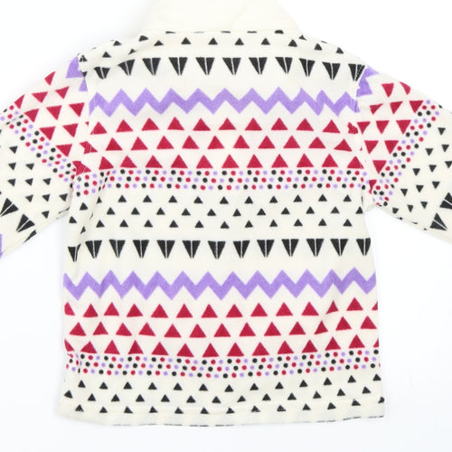 Winter Adventures Girls White Geometric  Henley Sweatshirt Size 3-4 Years