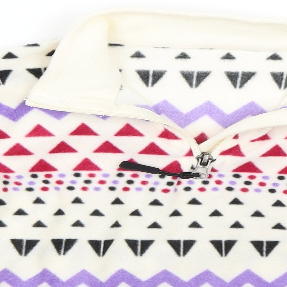 Winter Adventures Girls White Geometric  Henley Sweatshirt Size 3-4 Years