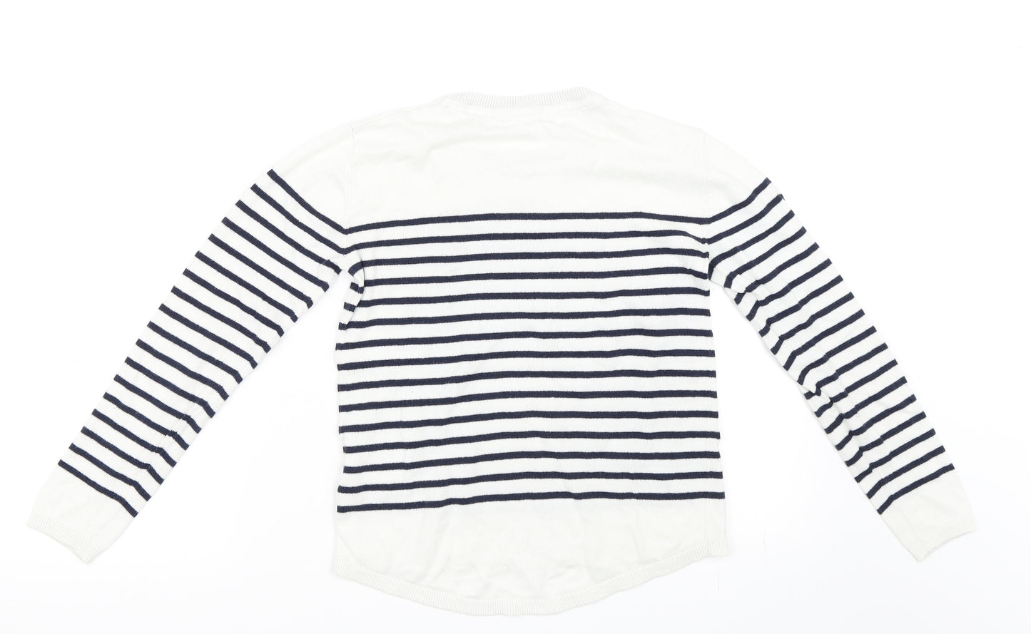 H&M Girls White Striped  Pullover Jumper Size 10-11 Years