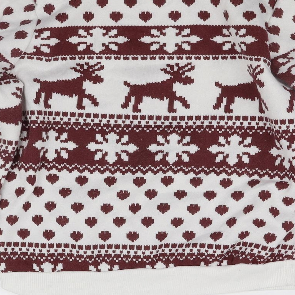 Fashion  Mens White Geometric  Pullover Sweatshirt Size M