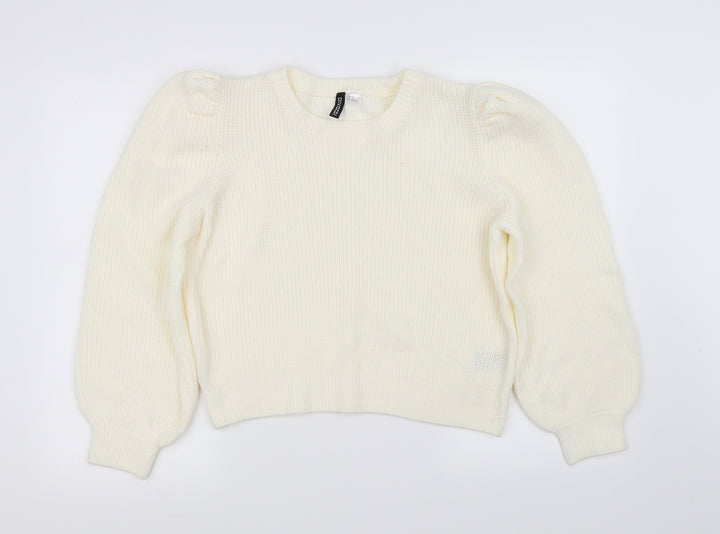 Divided Womens White Pullover Sweatshirt Size M