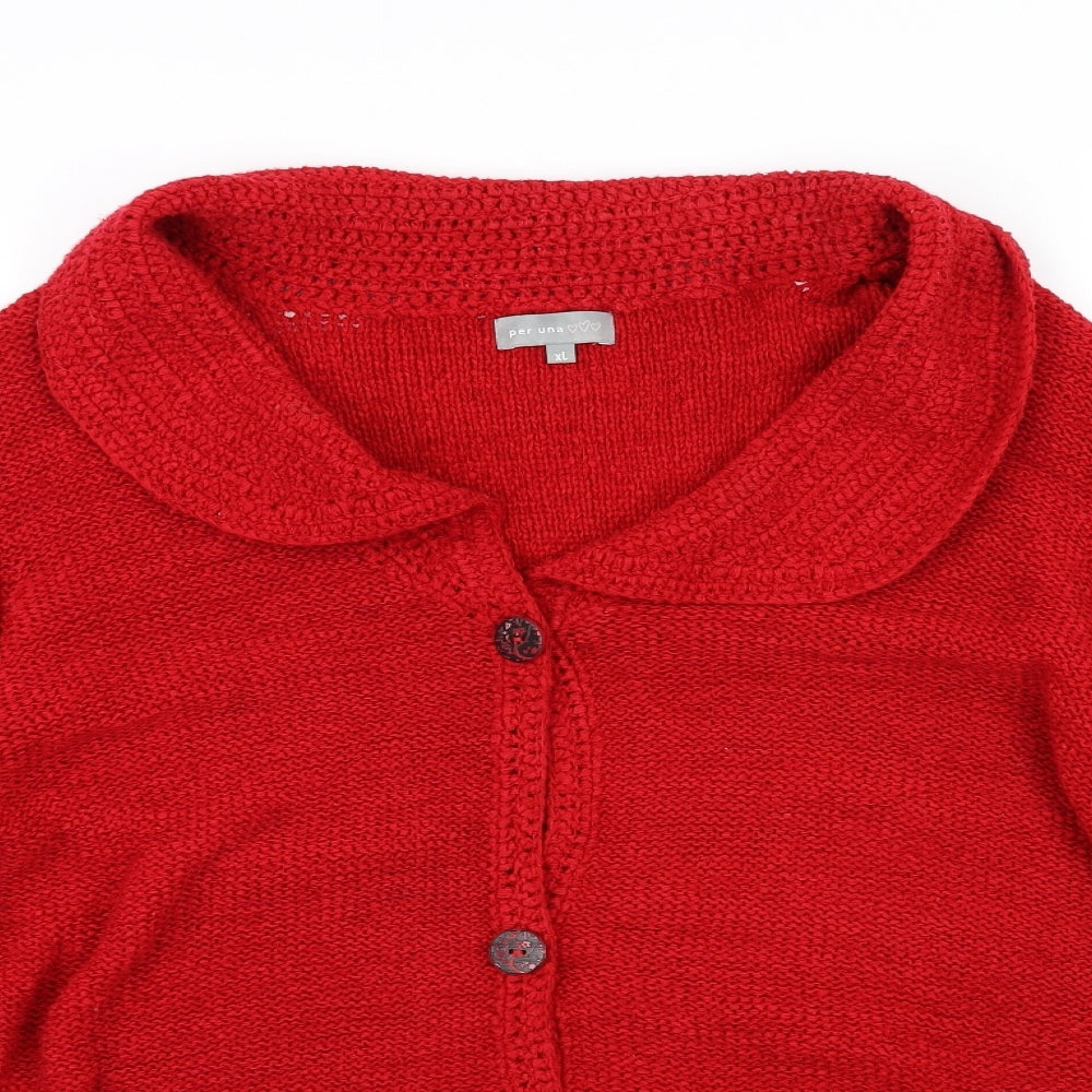 Per Una Womens Red   Cardigan Jumper Size XL