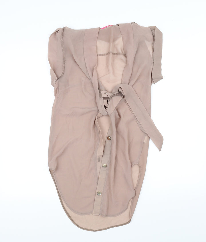 Krisp Womens Beige Basic Blouse Size 8