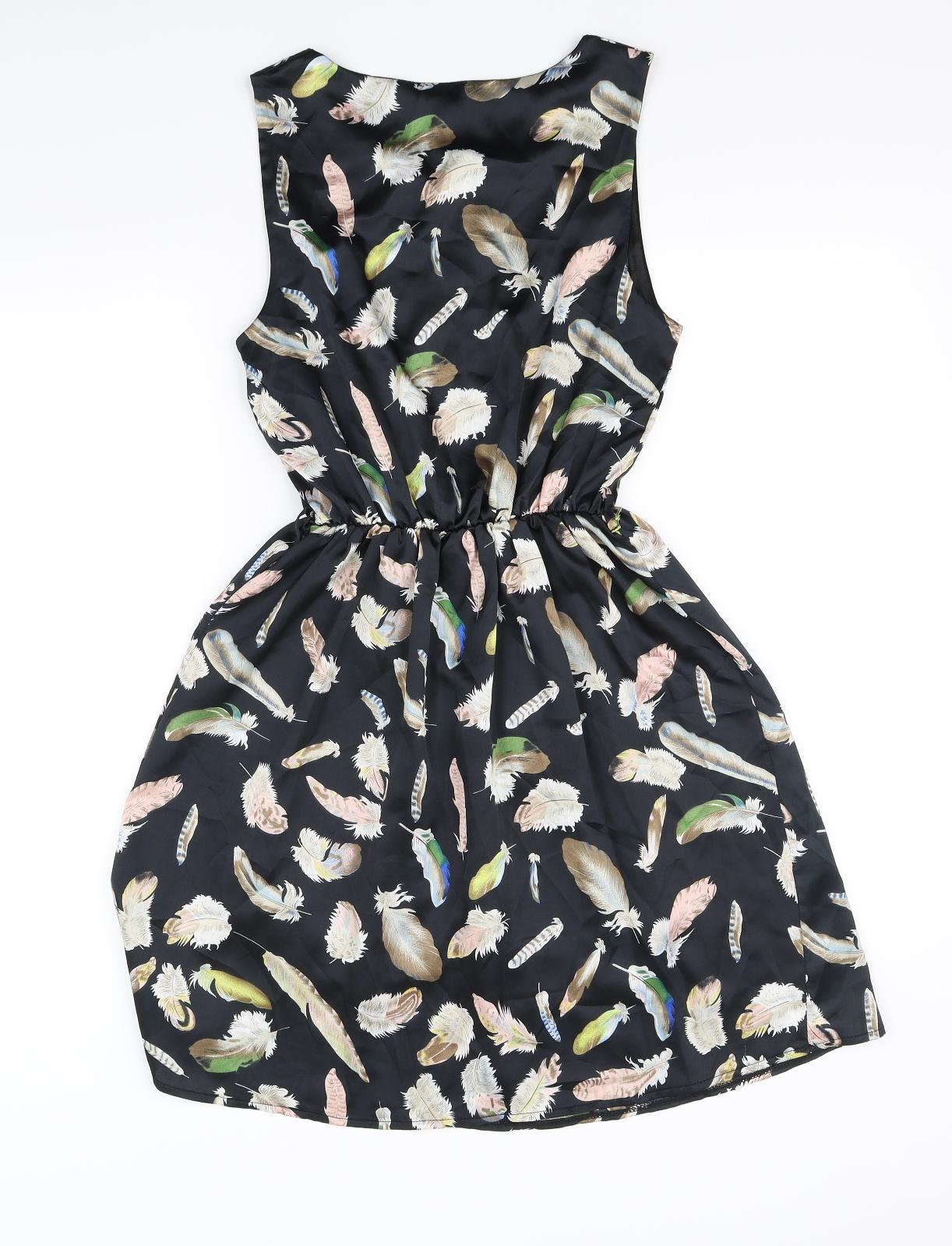 Shikka Womens Black Floral  Fit & Flare  Size M