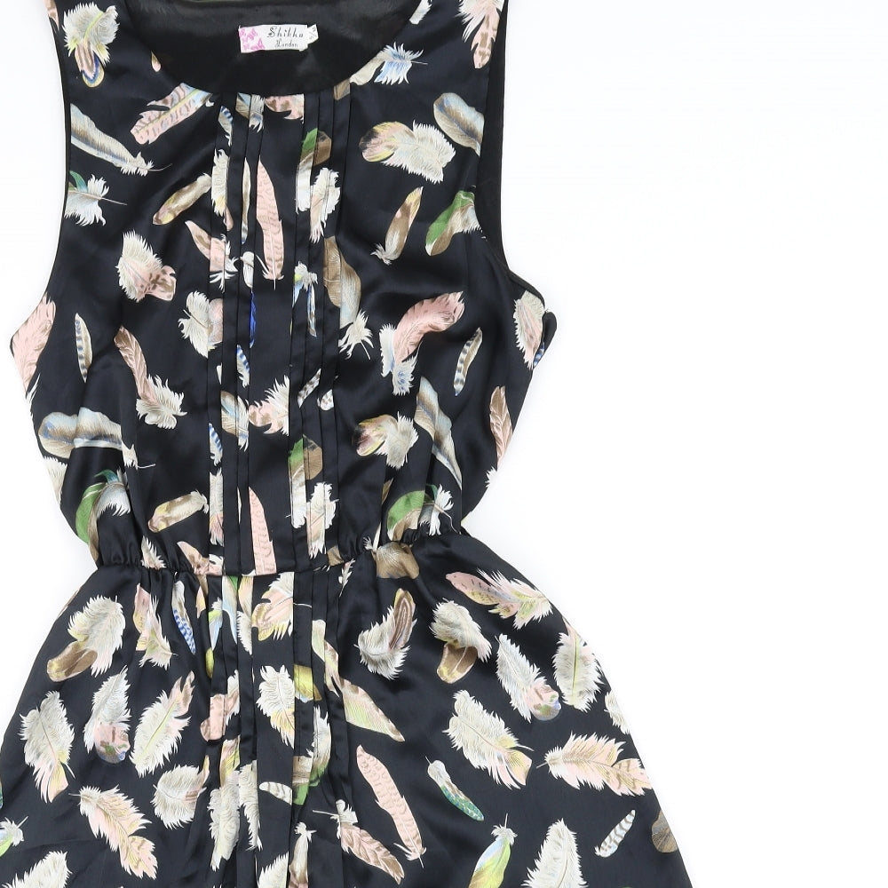 Shikka Womens Black Floral  Fit & Flare  Size M