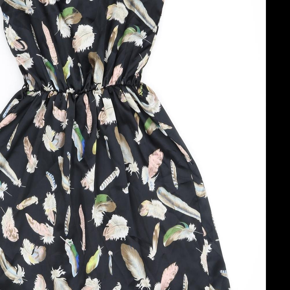 Shikka Womens Black Floral  Fit & Flare  Size M