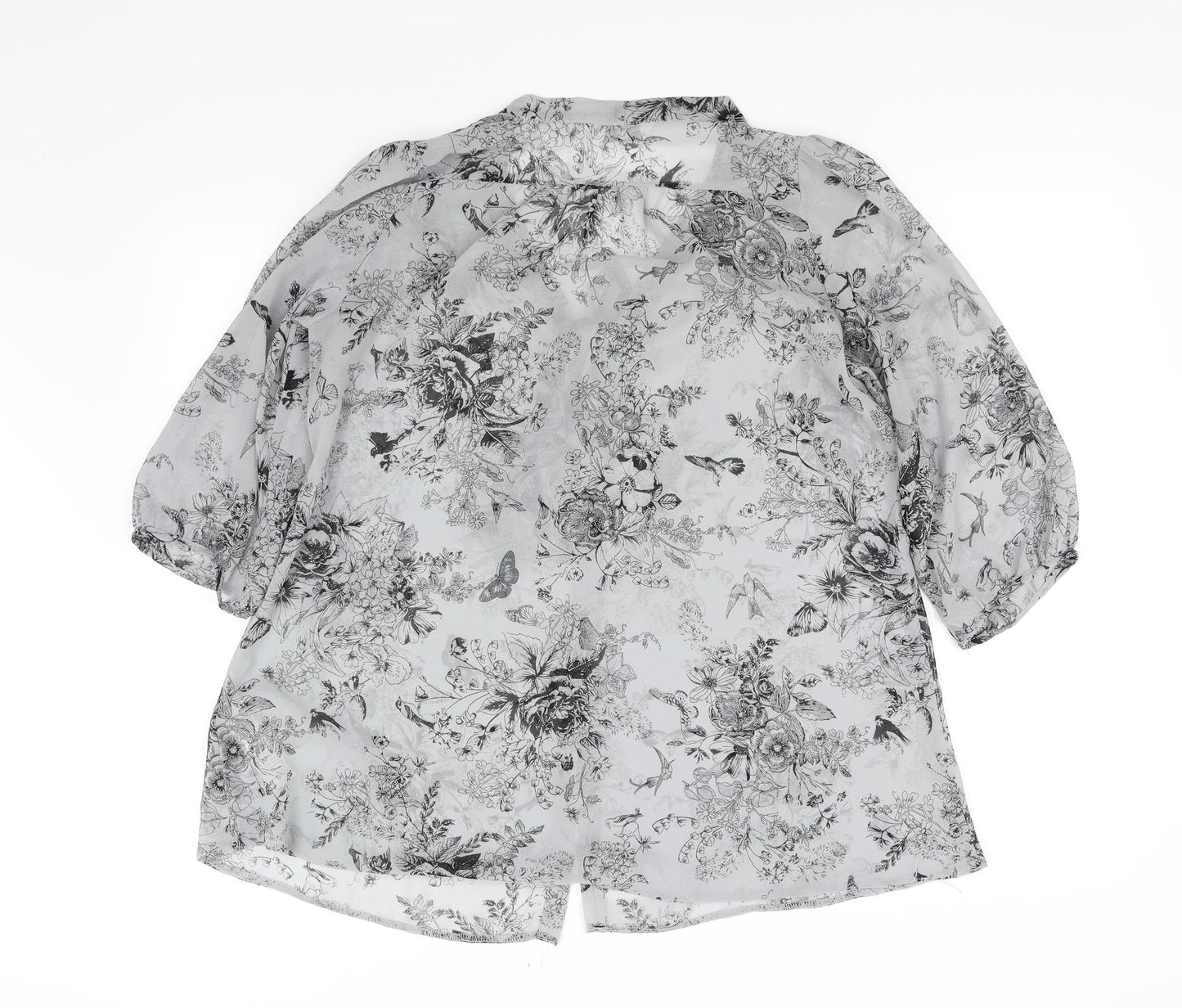New Look Womens Grey Floral  Basic Blouse Size 10