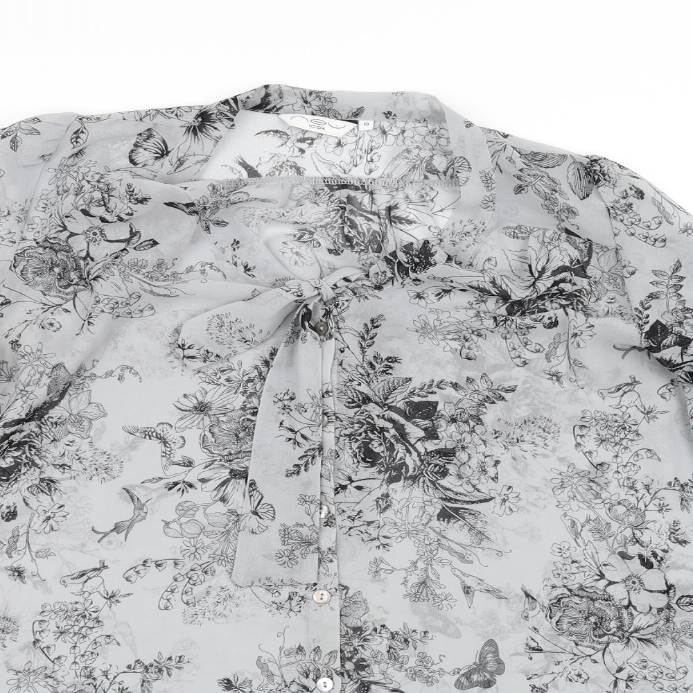 New Look Womens Grey Floral  Basic Blouse Size 10