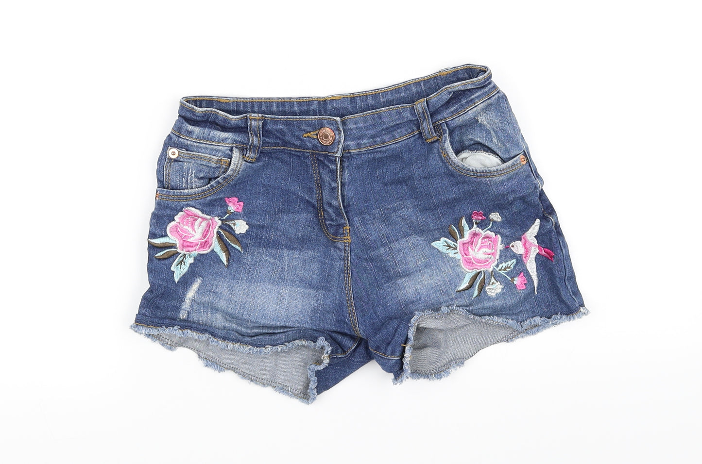 Tu  Girls Blue Floral  Cut-Off Shorts Size 11 Years