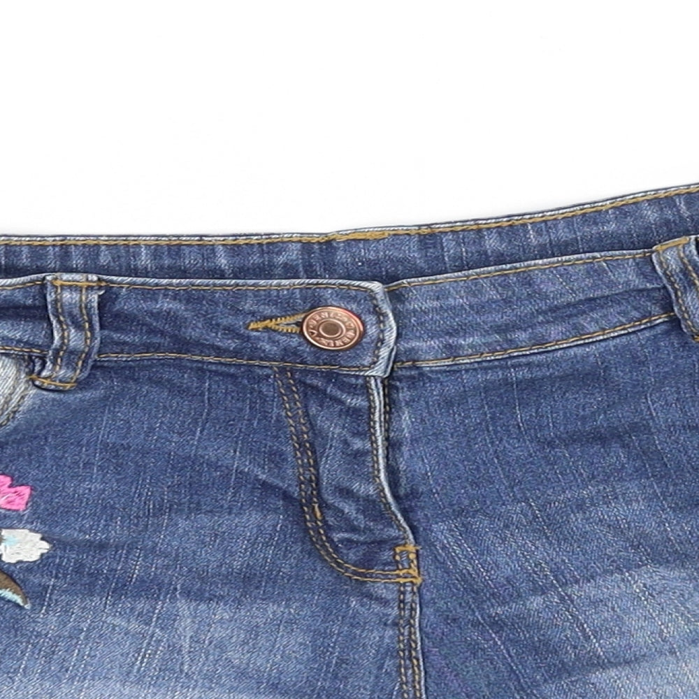 Tu  Girls Blue Floral  Cut-Off Shorts Size 11 Years