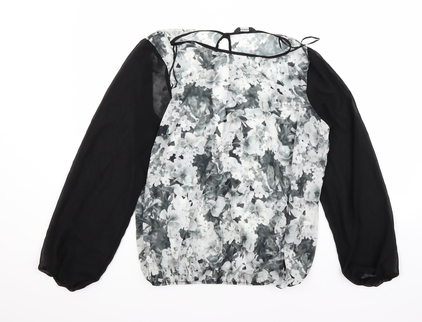 George Womens Black Floral  Basic Blouse Size 14