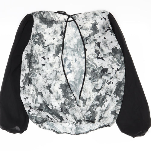 George Womens Black Floral  Basic Blouse Size 14