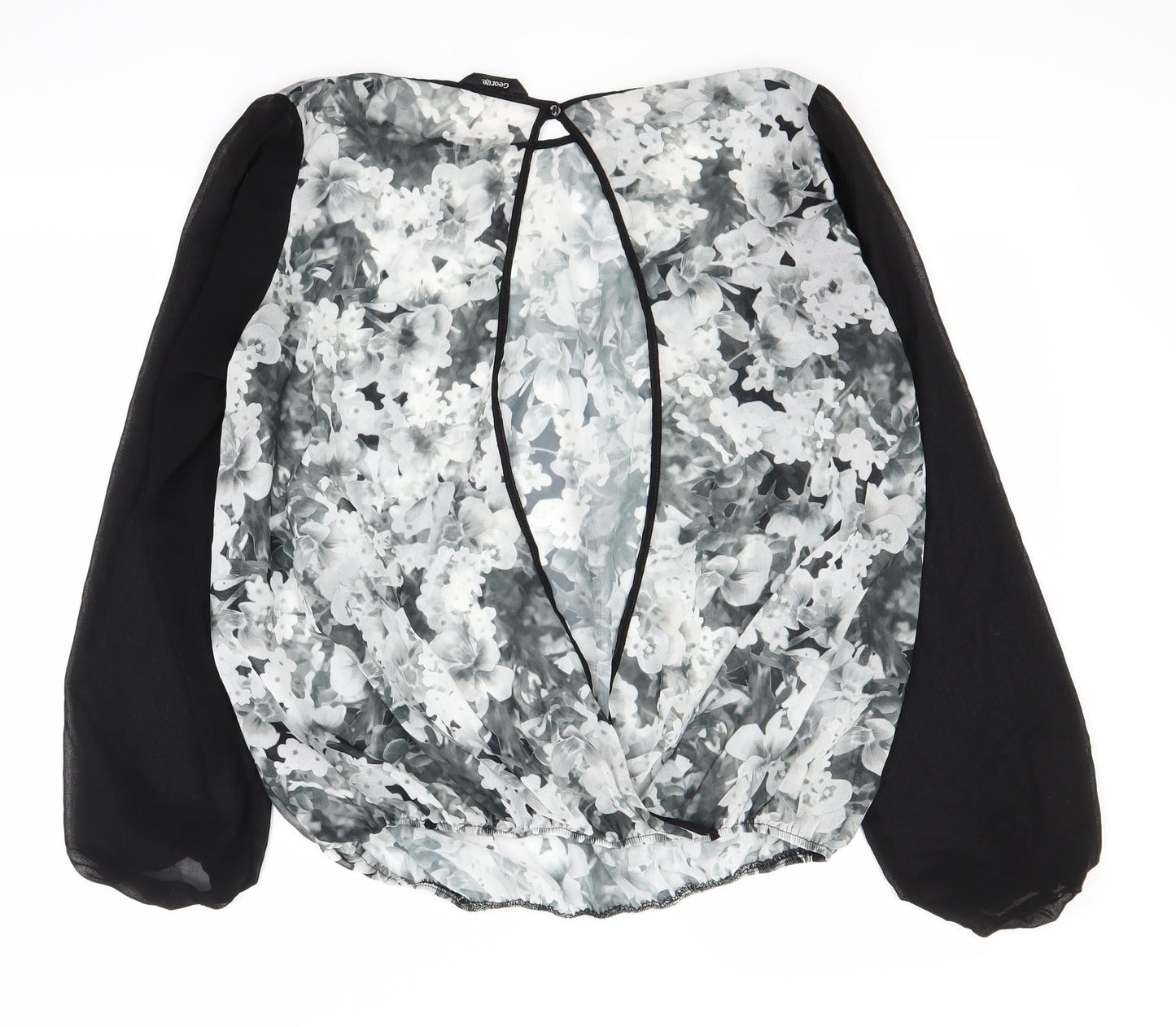 George Womens Black Floral  Basic Blouse Size 14