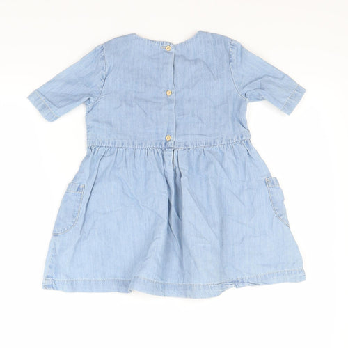 H&M Girls Blue Floral Denim A-Line  Size 2-3 Years