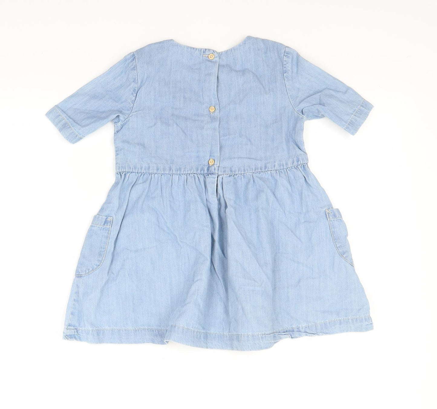 H&M Girls Blue Floral Denim A-Line  Size 2-3 Years