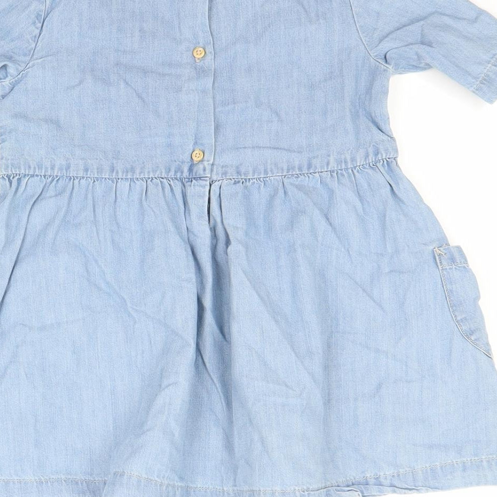 H&M Girls Blue Floral Denim A-Line  Size 2-3 Years