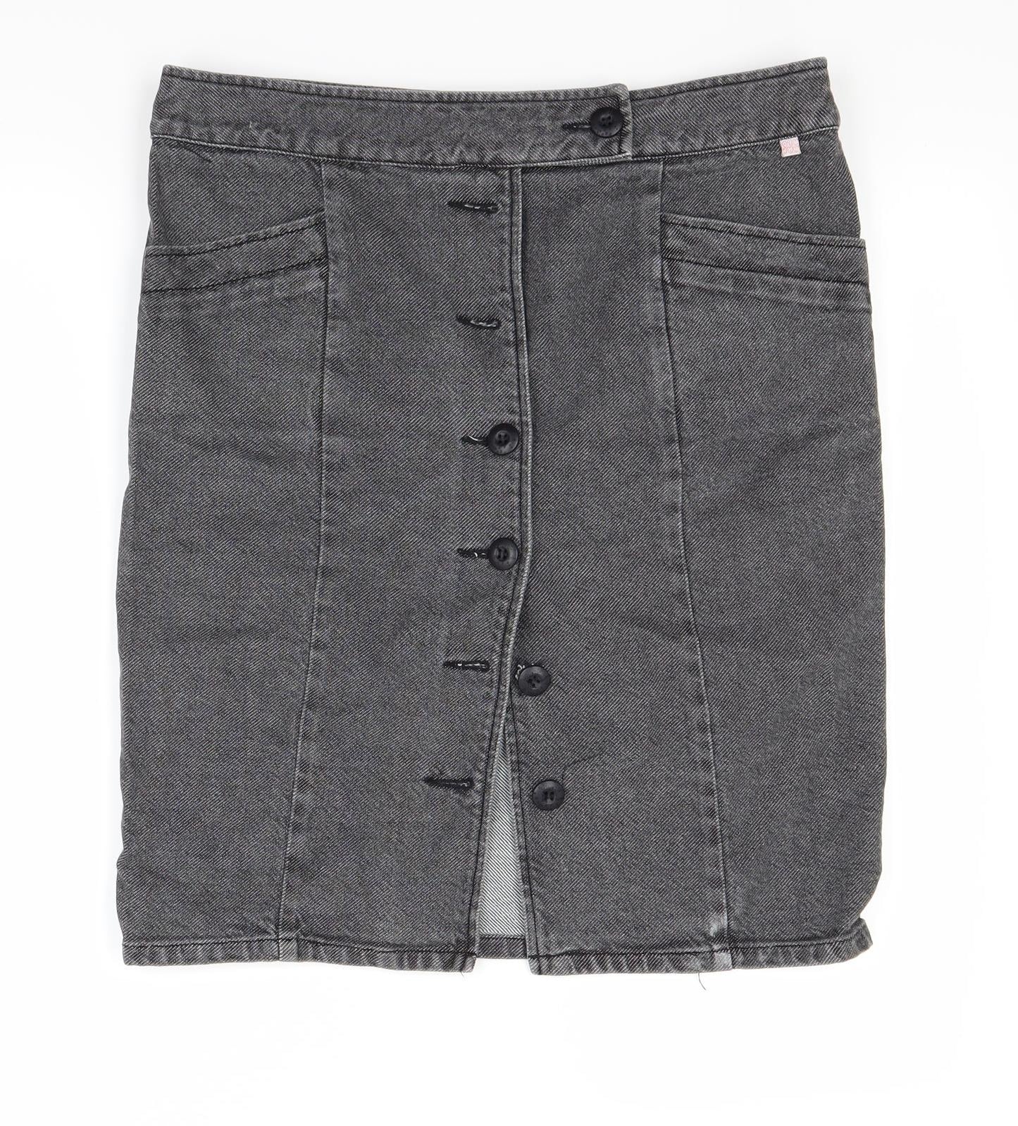 Mambo Womens Grey  Denim Straight & Pencil Skirt Size 12
