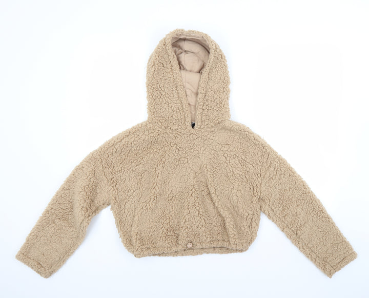 New Look Girls Beige Fleece Pullover Hoodie Size 12 Years