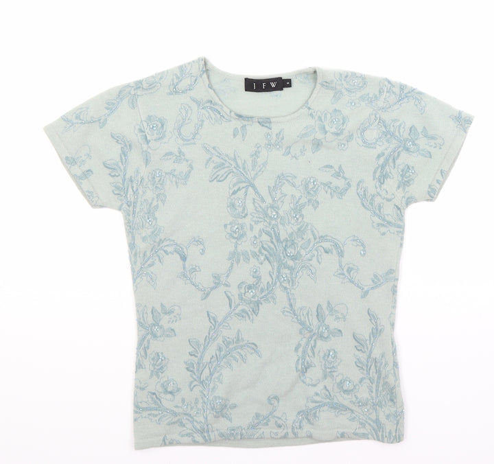 JFW Womens Green Floral  Pullover Jumper Size S