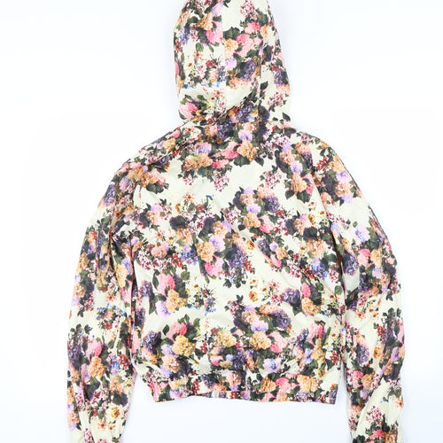 Brave Soul Womens Ivory Floral  Rain Coat Jacket Size M