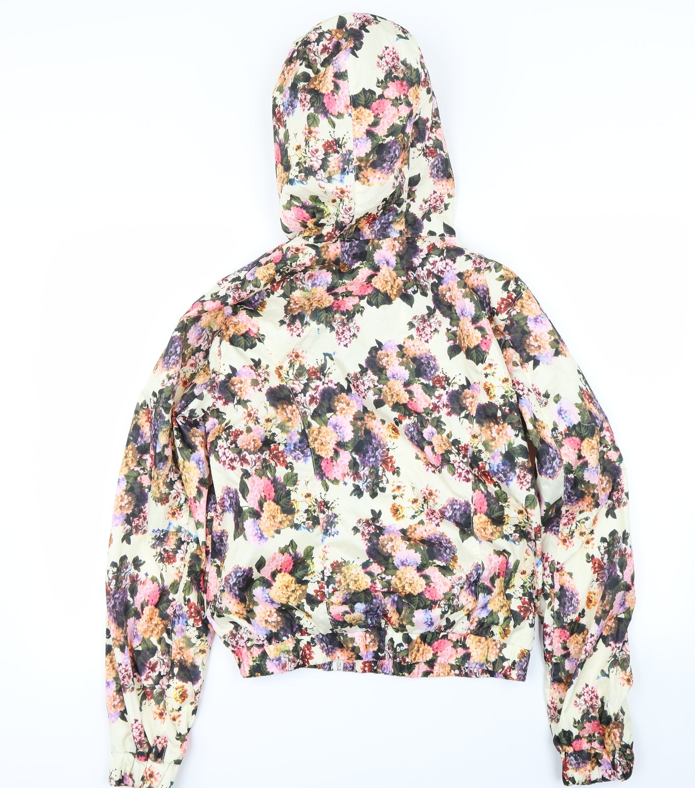 Brave Soul Womens Ivory Floral  Rain Coat Jacket Size M
