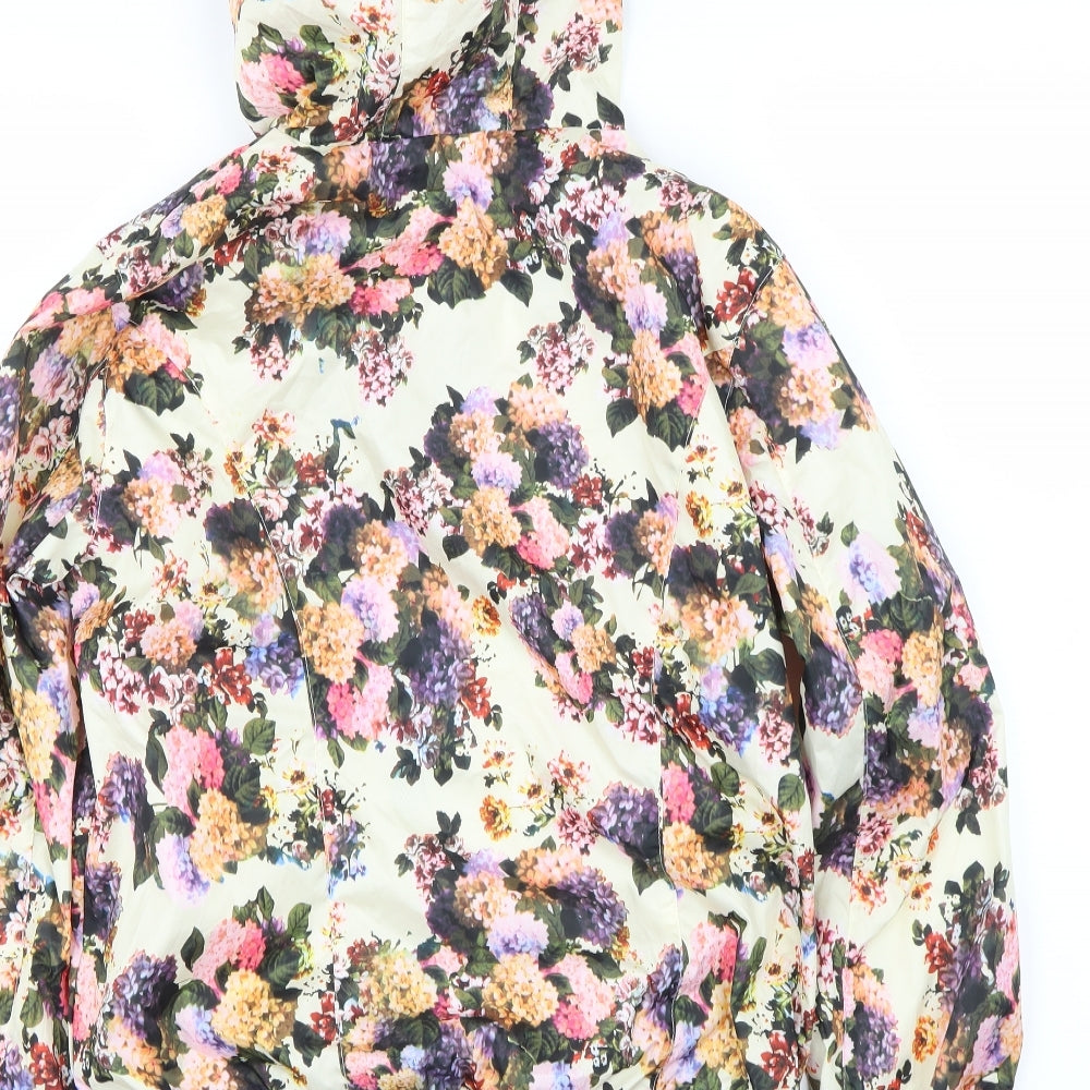 Brave Soul Womens Ivory Floral  Rain Coat Jacket Size M