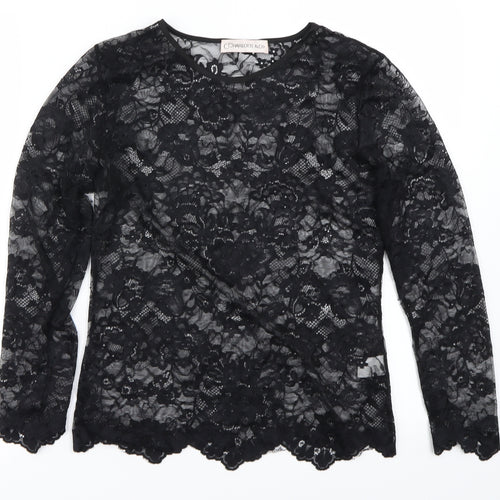 charlotte & co Womens Black Floral  Basic Blouse Size S