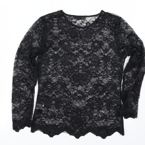 charlotte & co Womens Black Floral  Basic Blouse Size S