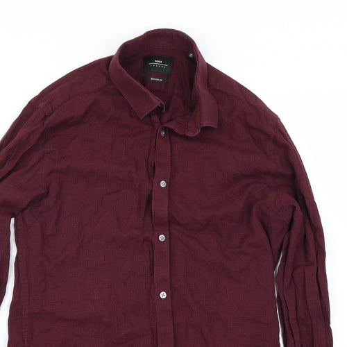 Moss London  Mens Red    Button-Up Size M