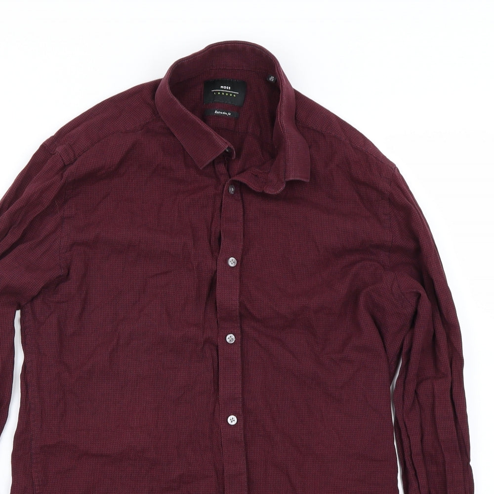 Moss London  Mens Red    Button-Up Size M