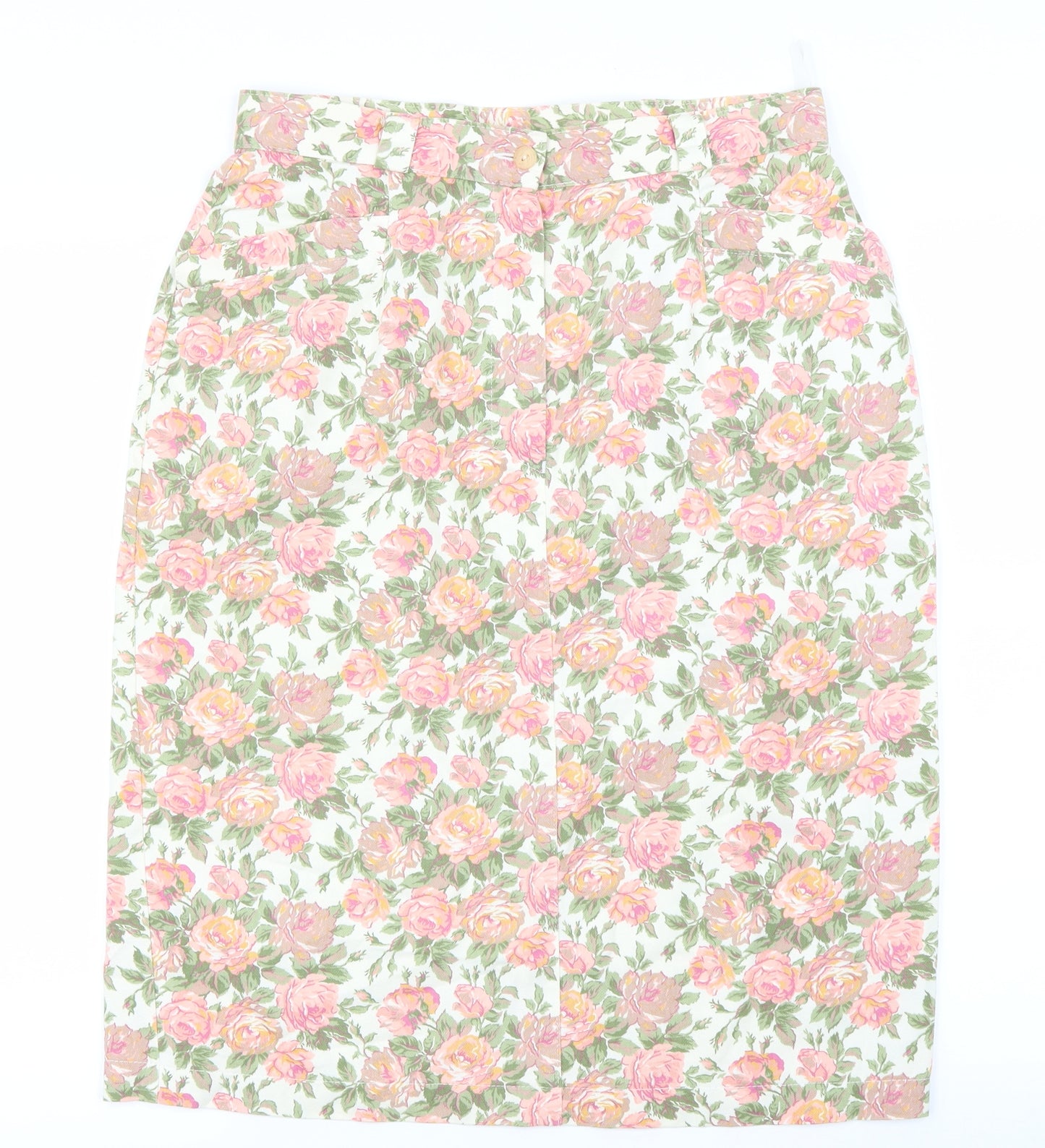 St Michael Womens Ivory Floral  A-Line Skirt Size 14